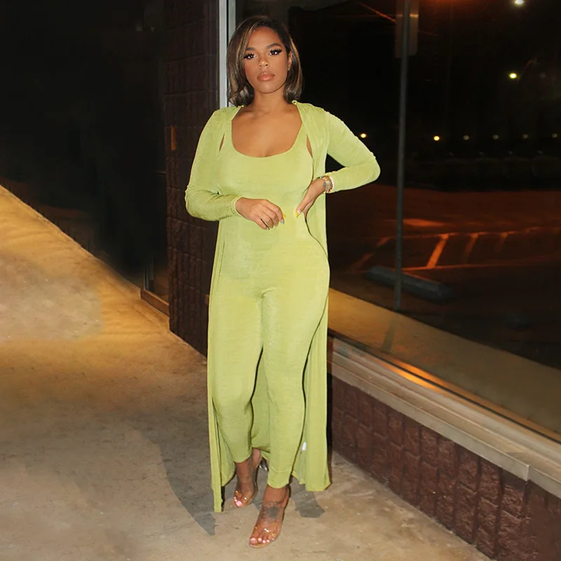 

Womens Backless Bodycon Jumpsuit and Long Sleeve Cardigan Outfits Fall 2 Piece Sets