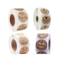 500pcsroll cowhide gloss stickers thank you label red love heart labels roll kraft paper handmade products 25mm