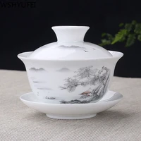 jingdezhen ceramic gaiwan teacup handmade tea tureen boutique tea bowl chinese porcelain teaware accessories drinkware