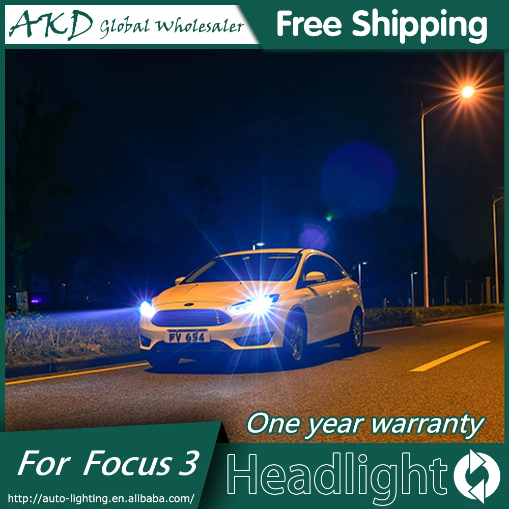 АКД стайлинга автомобилей для Ford Focus 3 светодиодный фары New2015 2018Focus DRL Bi Xenon