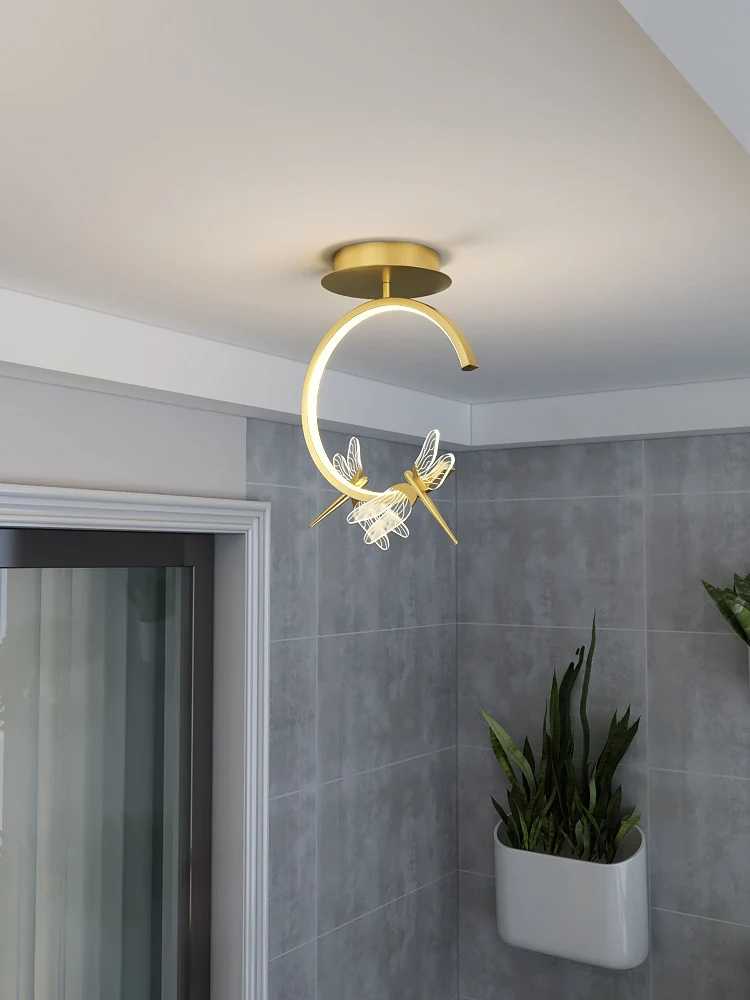 

Modern Minimalist Corridor Aisle Light Creative Nordic Cloakroom Balcony Restaurant LED Gold/Black Dragonfly Ceiling light Iron