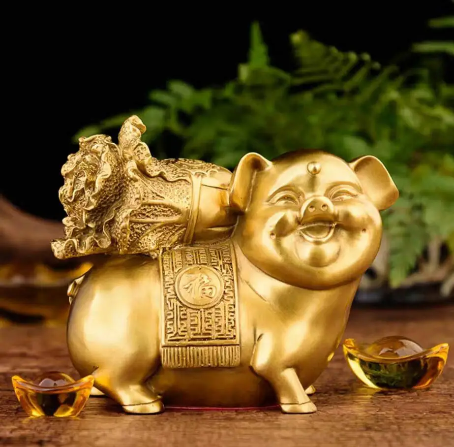 Медная статуя из чистой меди украшение для свиньи милый орнамент бронзовая