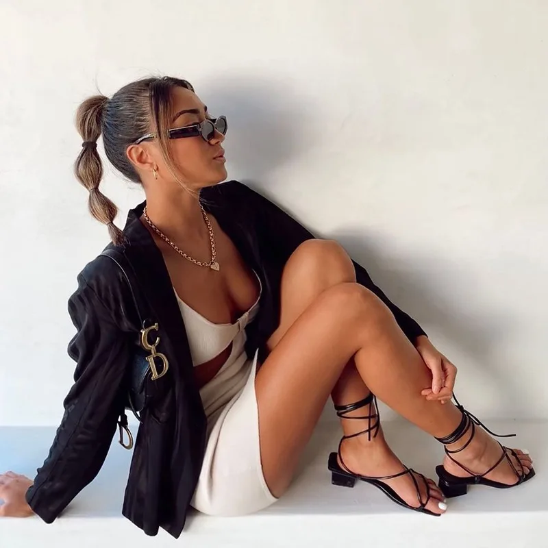 

Cut Out Sexy Summer Dress For Women Spaghetti Strap Backless Short Party Dress Black White Bodycon Mini Dress For Holiday