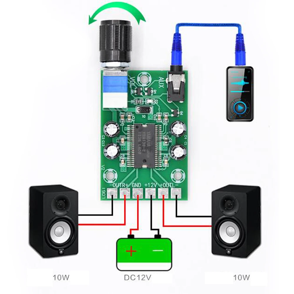 2*10W 12V DIY Digital Power Amplifier Board Audio Homemade Speaker | Лампы и освещение