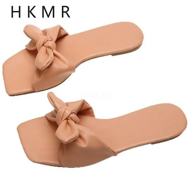 

2021 New Women's Summer Slippers Butterfly Knot Female Flats Beach Outdoor Slip on Zapatillas Mujer Casa Sapatos Femininos