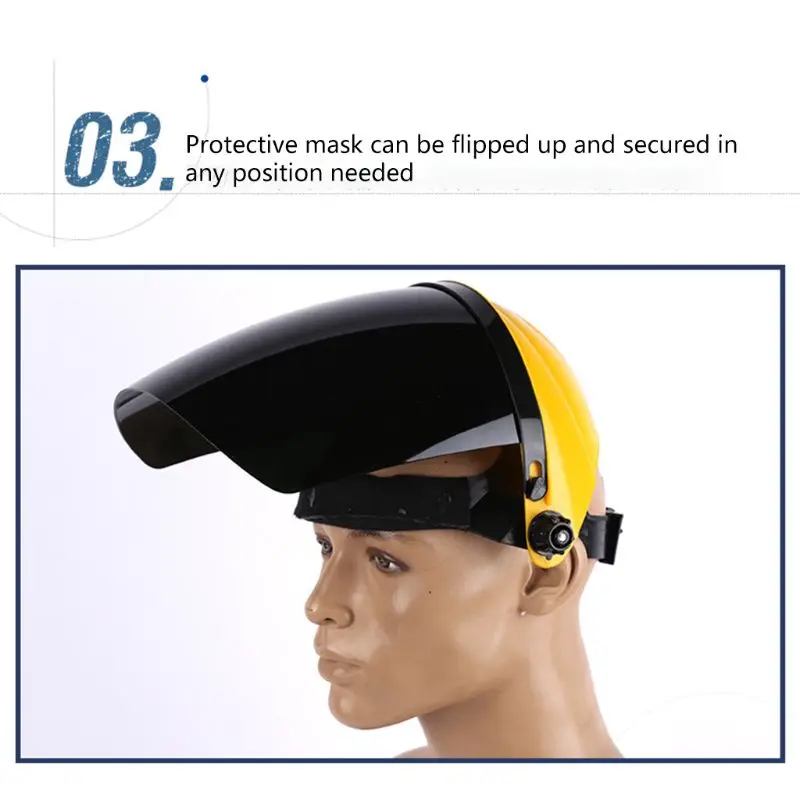 

Multipurpose High Temperature Anti-spit Transparent Plexiglass Face Protection Cover Mask Head-mounted Shield Screen Grinding