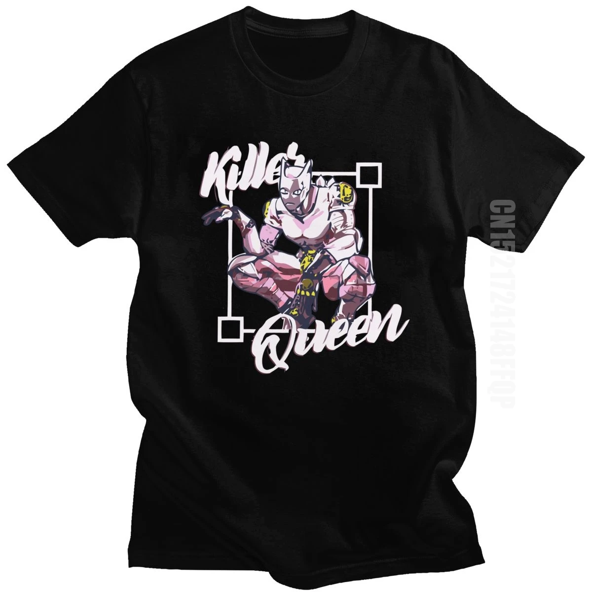 Jojos Bizarre Adventure T Shirt for Men 100% Cotton Graphic T-shirt O Neck Killer Queen Tee Slim Fit Clothing Japan Anime