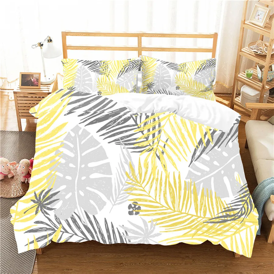 

A Bedding Set 3D Printed Duvet Cover Bed Set Tropical Green Plant Home Textiles for Adults Bedclothes with Pillowcase #RDZW41