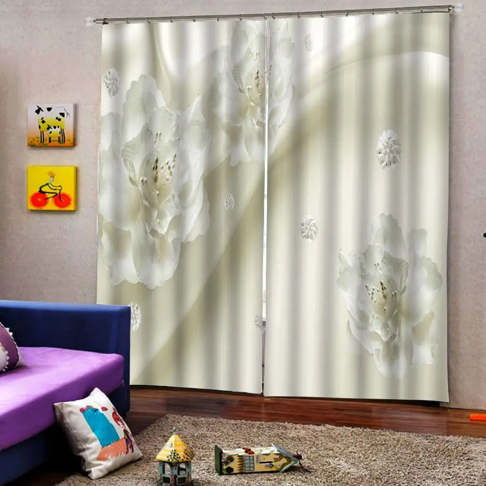 Индивидуальные 3d занавески прозрачные и простые белые цветы s цифровая печать