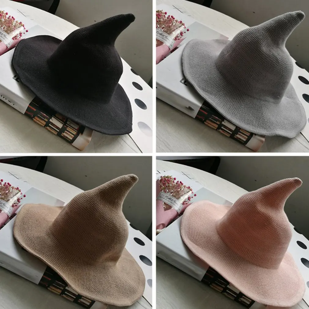 Hat Female Korean Version Of The Witch Spire Big Cotton Yarn Knit Foldable Basin Fisherman |