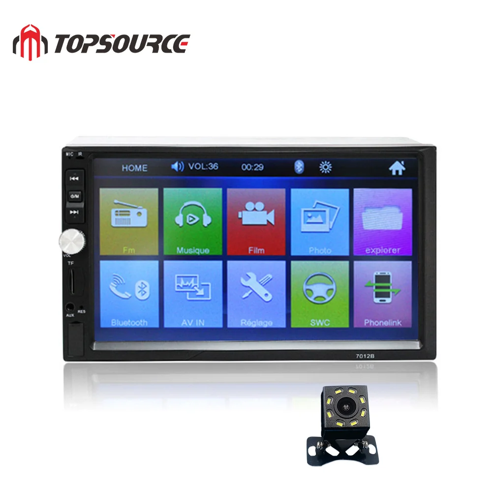 Radio and 8 LED Автомобильный мультимедийный плеер TOPSOURCE, универсальный 7012B, 7 дюймов, HD сенсорный экран, аудио поддержка, Bluetooth, автомобильное радио, MP5 плеер, FM, TF, USB - Цвет: Radio and 8 LED