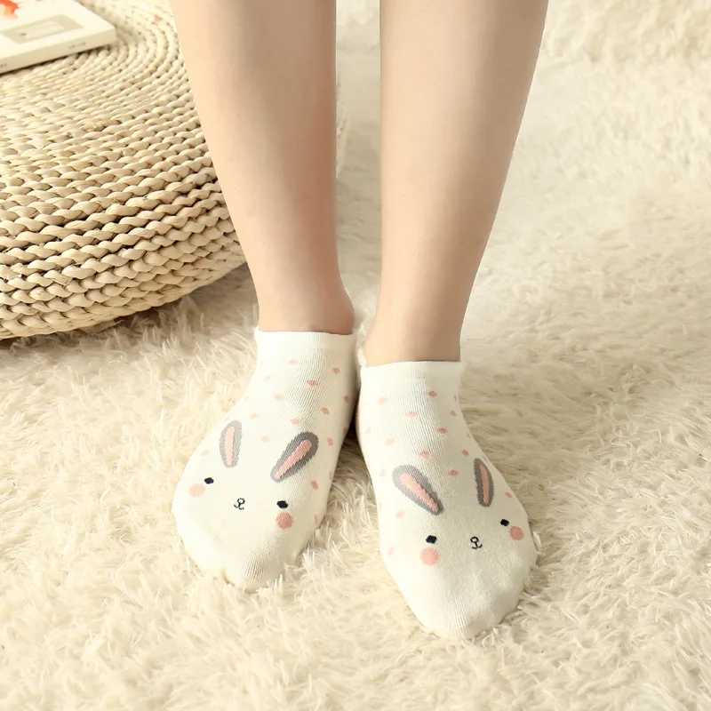 16 Pairs / Pack Cute Animal Cotton Socks Female Kawaii Cat Dog Summer Short Socks Slippers Women Casual Soft Funny Boat Socks
