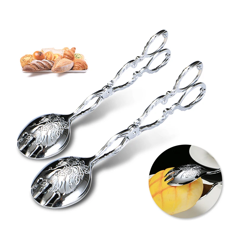 

Stainless Steel Food Tongs Kitchen Utensils Buffet Cooking Tool Anti Heat Bread Clip Pastry Clamp Utensil Tongs