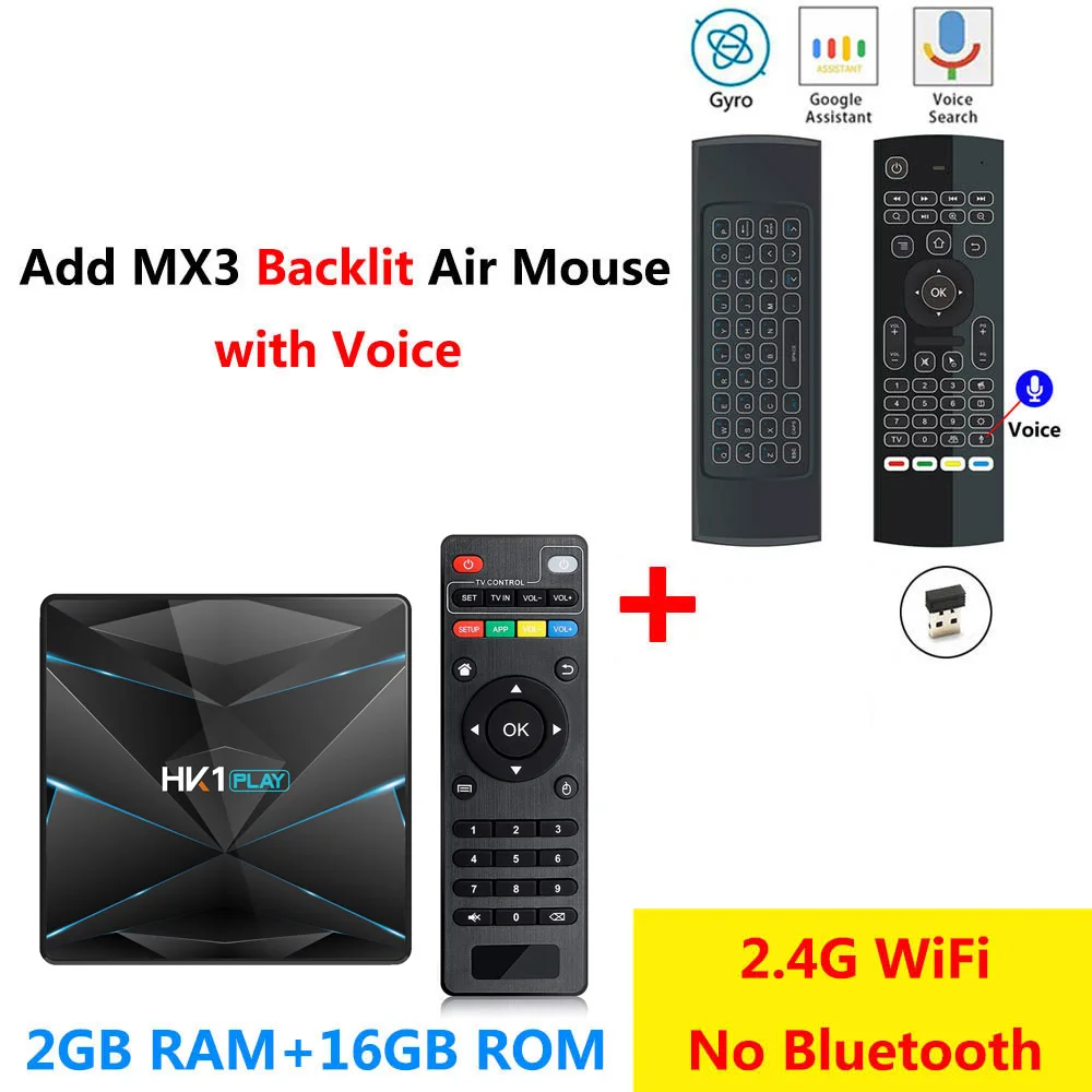 2GB16GB add MX3L mic HK1 Play Android 9,0 ТВ-приставка Amlogic S905X2 Четырехъядерный 4 ГБ ОЗУ 32 Гб 64 Гб ПЗУ медиаплеер H.265 4K HD Смарт-приставка 2 Гб 16 Гб - Цвет: 2GB16GB add MX3L mic