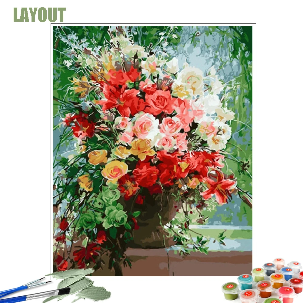 HUACAN DIY живопись по номеру цветок рисунок на холсте картины номерам наборы ручная