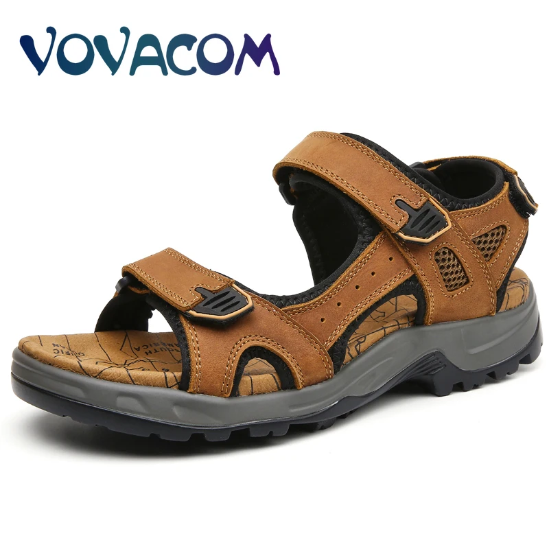 

Summer Men's Sandals Comfortable Genuine Leather Shoes Wading Outdoor Beach Sandals Breathable Sneakers Walking Hiking Sandals