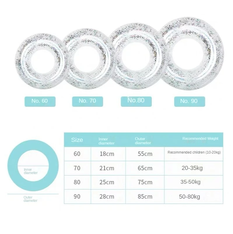 

New Swimming Ring Double Crystal Net Red Flash Film Swimming Ring Baby Buoyancy Ring Inflatable Swimming Ring Adult Boys