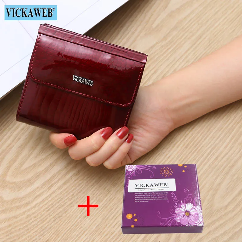 Dark Red and Box VICKAWEB мини кошелек для женщин из натуральной кожи кошельки модные Аллигатор Hasp короткий кошелек для женщин маленькие женские кошельки и кошельки 209 - Цвет: Dark Red and Box