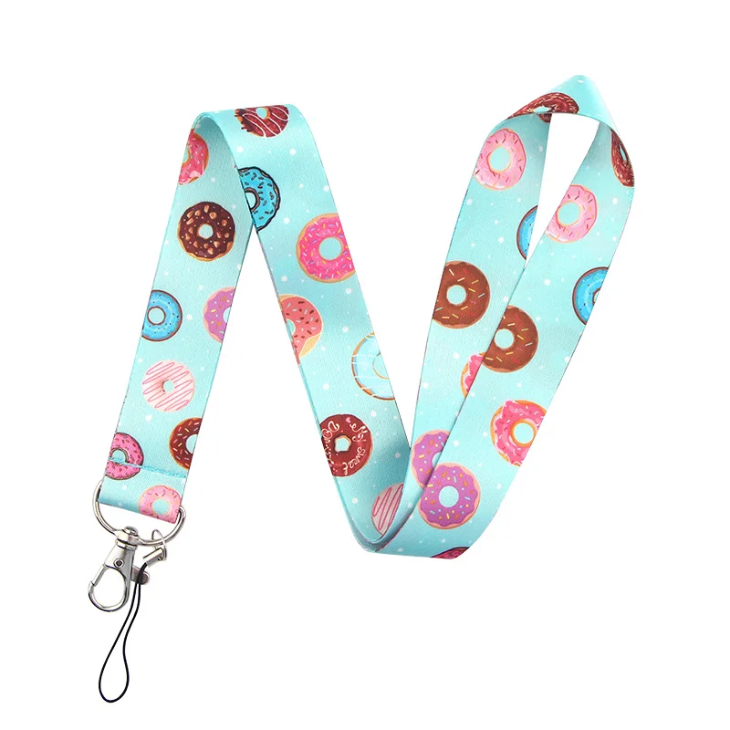 

K751 Wholesale 20pcs/lot Donut Cute Keychain Phone Lanyard Neck Strap for Keys ID Card Mobile Phone Lanyards