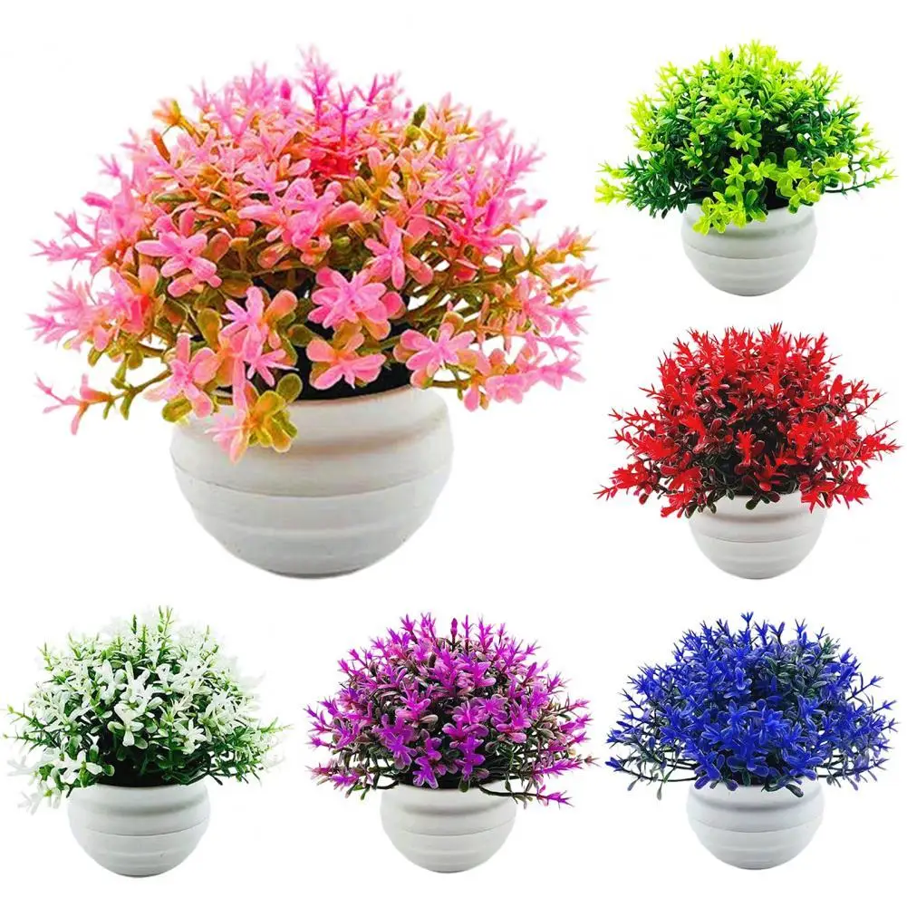 

50%HOT1 Set Artificial Plant Pot Ornamental Photo Props Plastic Desktop Fake Grass Plants for Outdoor