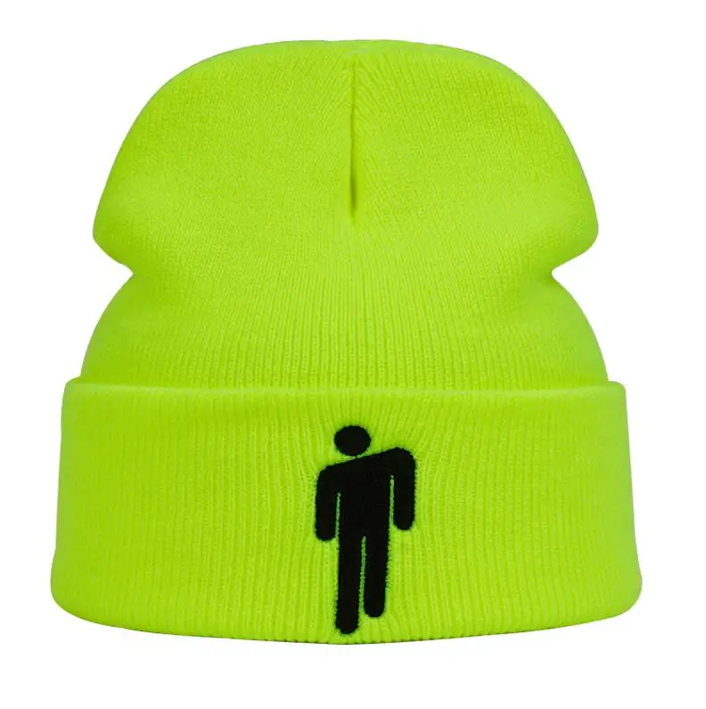Fluorescent yellow Billie Eilish Beanie, 6 цветов, вязаная зимняя шапка, одноцветная, в стиле хип-хоп, вязанная шапка, шапка, аксессуар для костюма, подарки, теплая зимняя шапка - Цвет: Fluorescent yellow