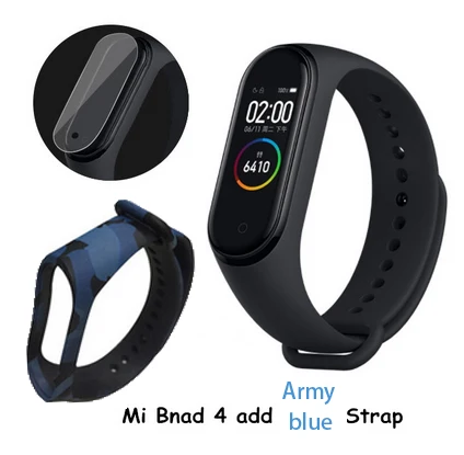 CN Add ArmyBlue Оригинальные Xiaomi Mi Смарт-часы с 4 полосами AMOLED цветной экран HeartRate Фитнес Спорт 50 атм водонепроницаемый смарт-браслет Bluetooth 5,0 - Цвет: CN Add ArmyBlue