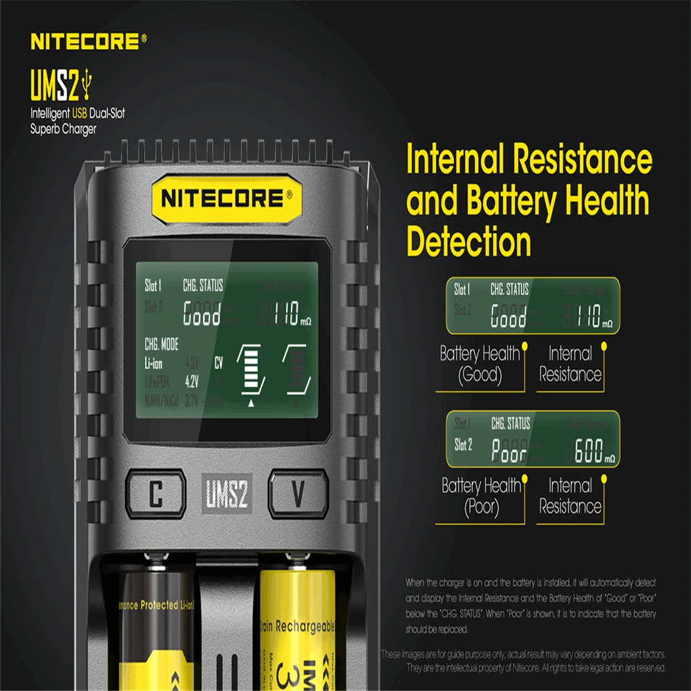 Интеллектуальное зарядное устройство NITECORE UMS2 UMS4 с поддержкой быстрой зарядки и |