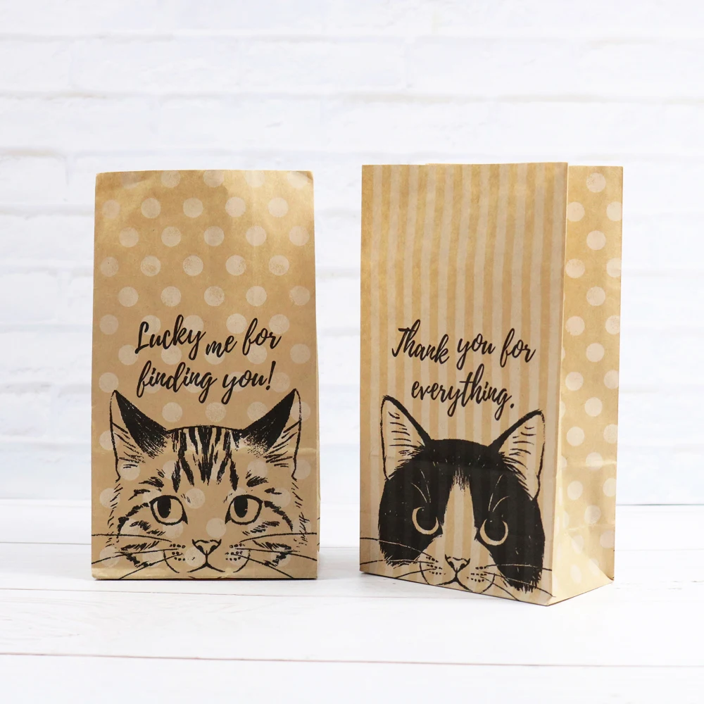 Пакет из крафт-бумаги в горошек и полоску 5 шт. | Дом сад