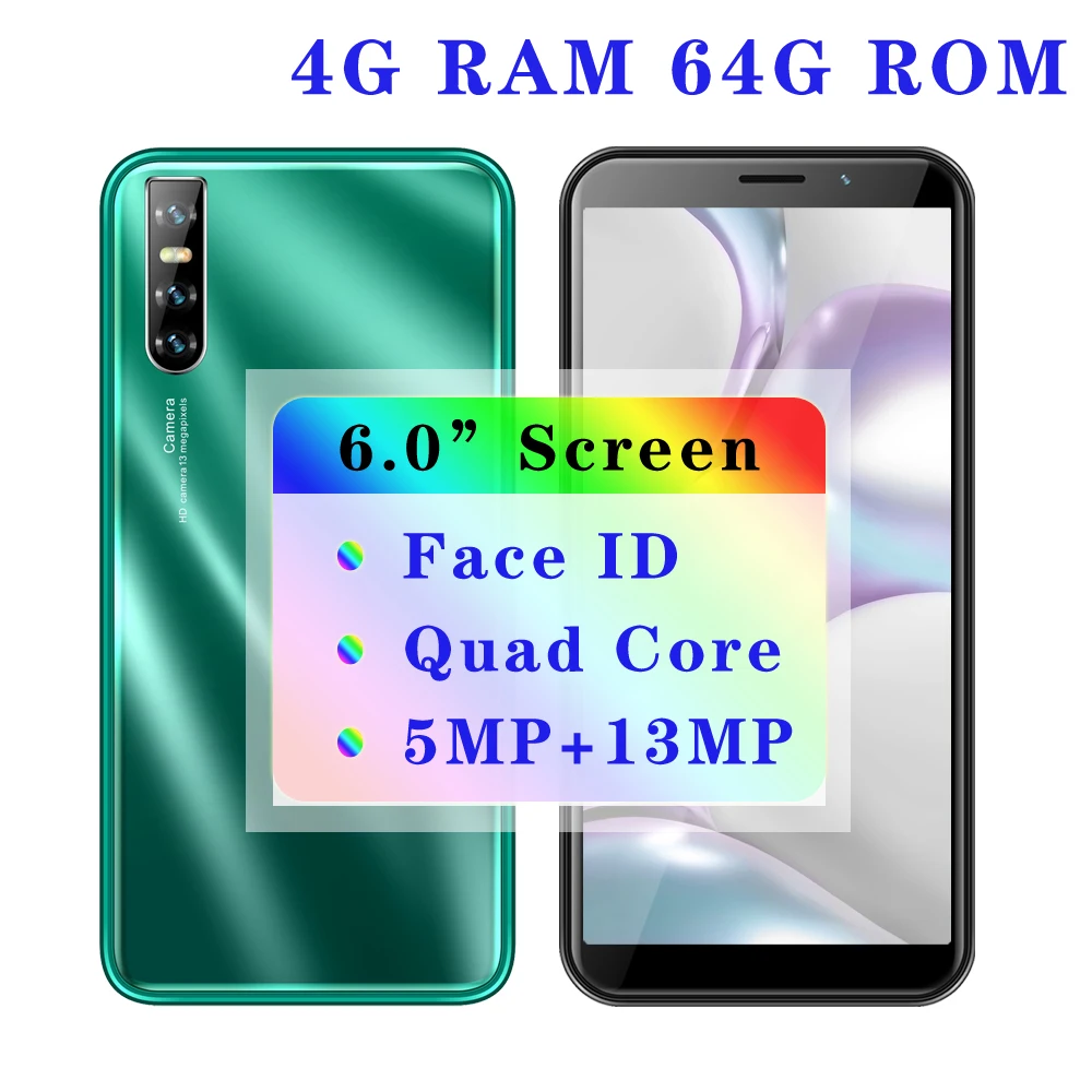 

Z18 4G RAM 64G ROM Quad Core Smartphones 6.0" Screen 13MP Camera Android Mobile Phones Face ID Unlocked Global version Celulares