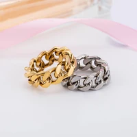 fashion punk ring simple cool accessories stainless steel hip hop women gold plated chain ring party finger jewelry size us6 10