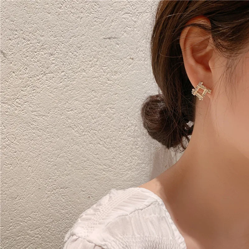

Fashion Square Earrings Irregular Crystal Accessories Geometric Earrings for Women Party Gift Jewelry