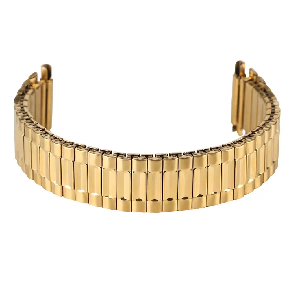Silver Gold Elastic Watch Strap Extension Stainless Steel Replacements Watch Band Men Women Bangle No Buckle Silver Clock Bands