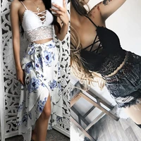 women sexy see through floral lace bralette v neck hollow out cross strappy cami crop top push up backless lingerie vest clubwea