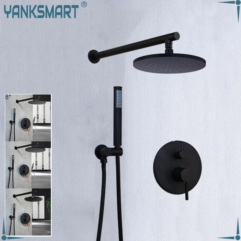 Насадка для душа YANKSMART матовая черная кран с дождевым распылителем ванной