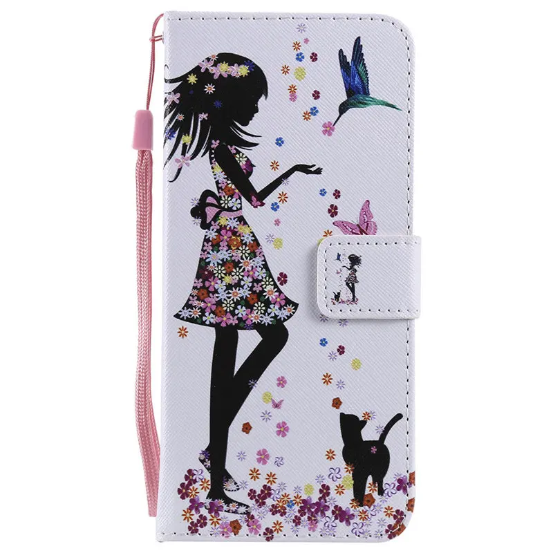 Girl Cat Для samsung Galaxy j3 j5 j7 A5 A3 j1 S5 S6 S7 край S8 S9 S10 плюс A20 A30 A40 A50 Капа флип чехол Кожаный чехол-бумажник с крышкой D06F - Цвет: Girl Cat