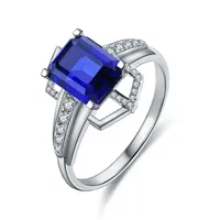 Pirmiana 2021 New Design 925 Sterling Silver Men Ring 2.8ct Emerald Cut Lab Grown Sapphire Blue Color Gemstones Jewelry