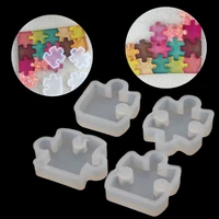 4pcs puzzle gemstone crystal mold silicone mould diy jewelry pendant making tool dried flower resin decorative diy hand crafts