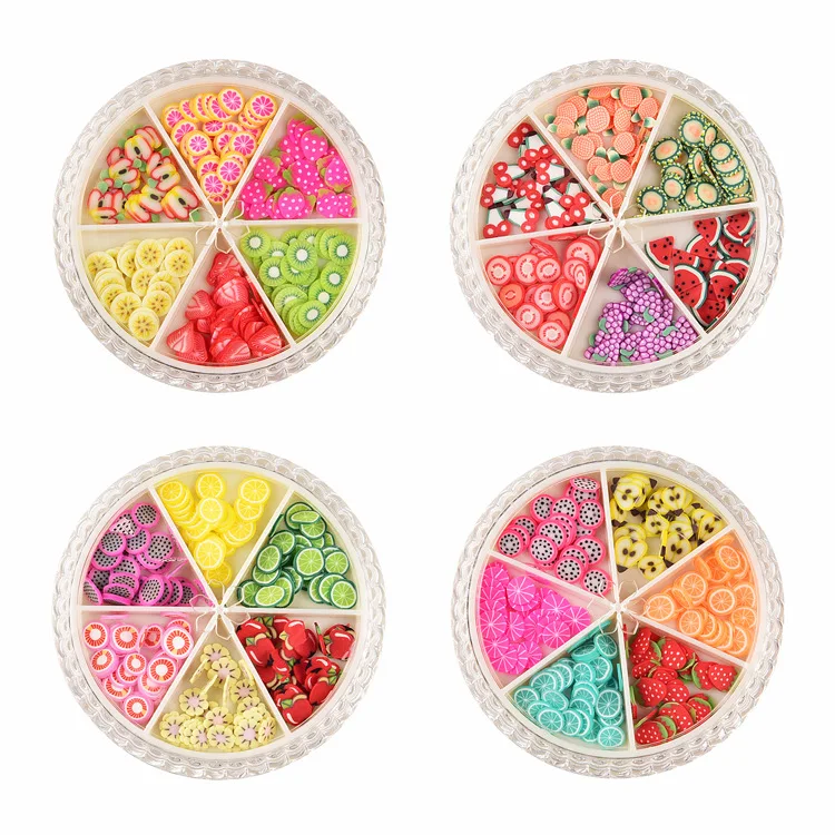 

Nail Accessories Nail Patch 24 Types Of Fruit Mixed Disc Soft Pottery Slices Manicure Fruit Slices Apple Strawberry Kiwi