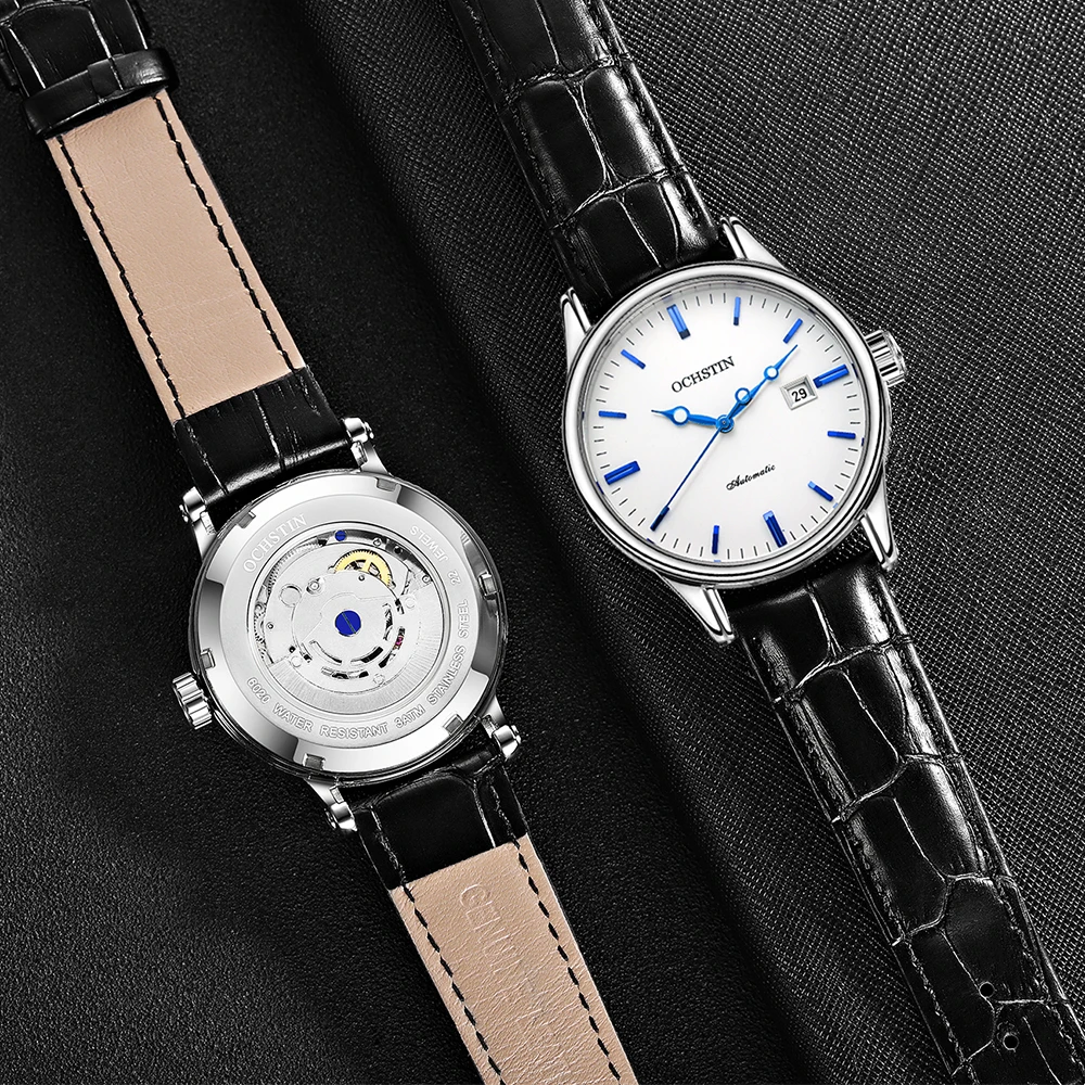 Часы наручные мужские механические с сапфировым стеклом чехол из нержавеющей