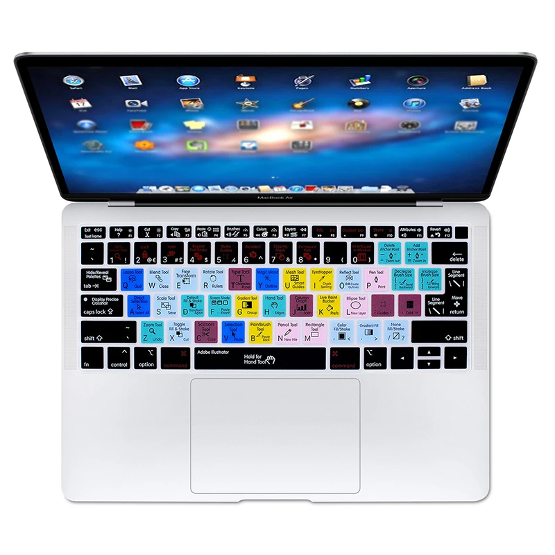 Для Adobe Illustrator ярлыки силиконовая клавиатура обложка кожа для MacBook новейший Air 13