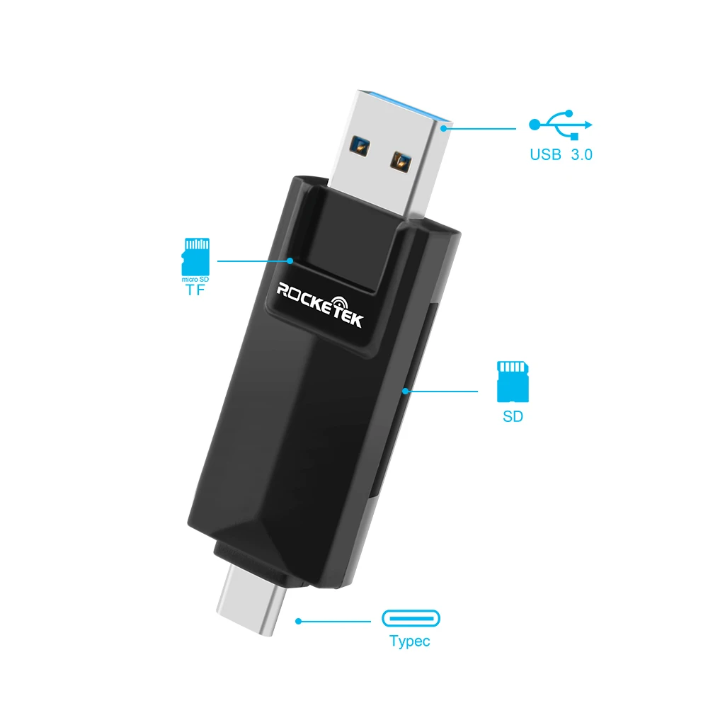 Rocketek типа с USB 3.0 OTG тип телефона несколькими 2 в 1 устройство чтения карт памяти 5Gbps