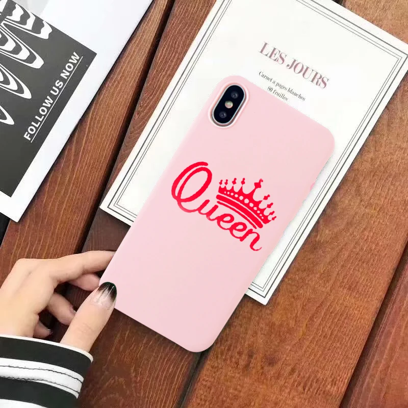 GYKZ мультяшная корона король королева пара чехол для iPhone XS MAX X XR 7 8 6 6s Plus буква