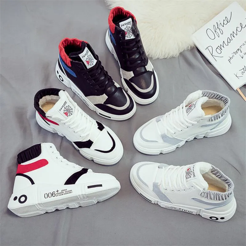 Женская обувь сезон осень-зима женские кроссовки на меху повседневная шнуровке