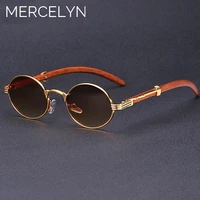 round vintage steampunk sunglasses for women luxury brand wood fashion glasses shades