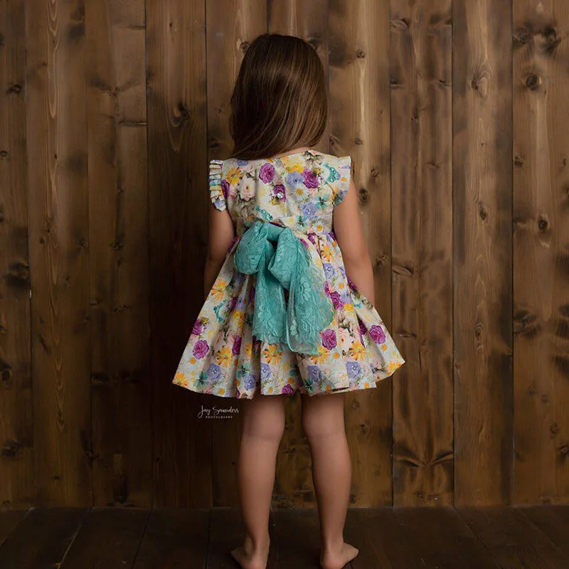 6738 Dress + Cap Short Toddler Print Tutu Princess Baby Girl Party Wedding Brithday Kid For Wholesale Clothes | Детская одежда и