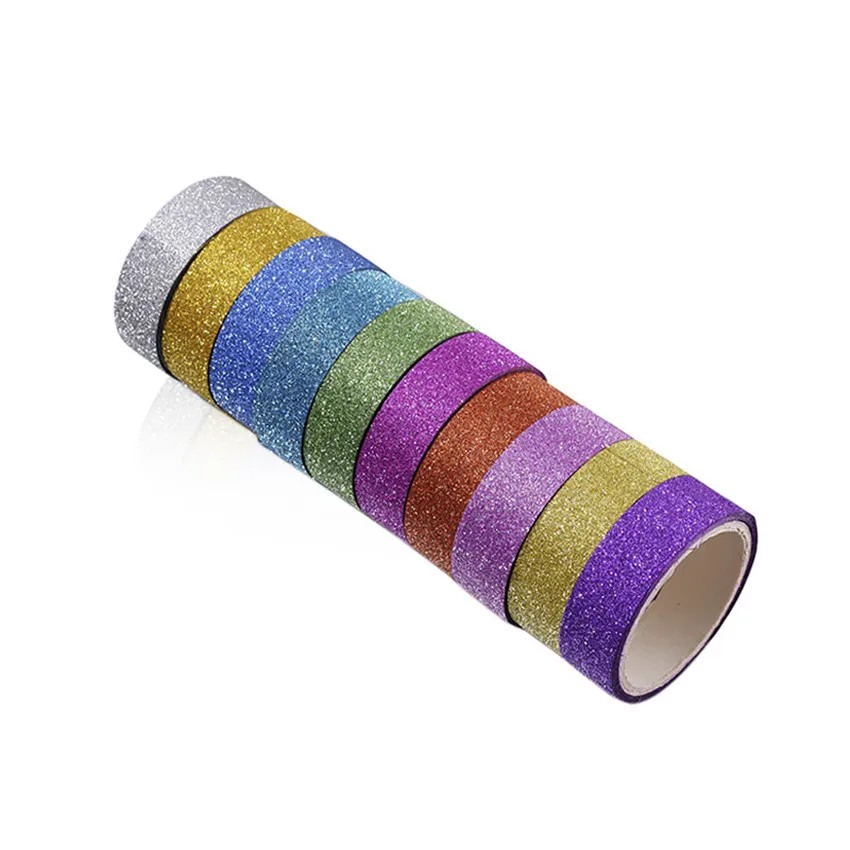

Abag=10PCS Chives glitter Color random Dividing Stickers border masking adhesive paper washi tape DIY Scrapbooking Hand account