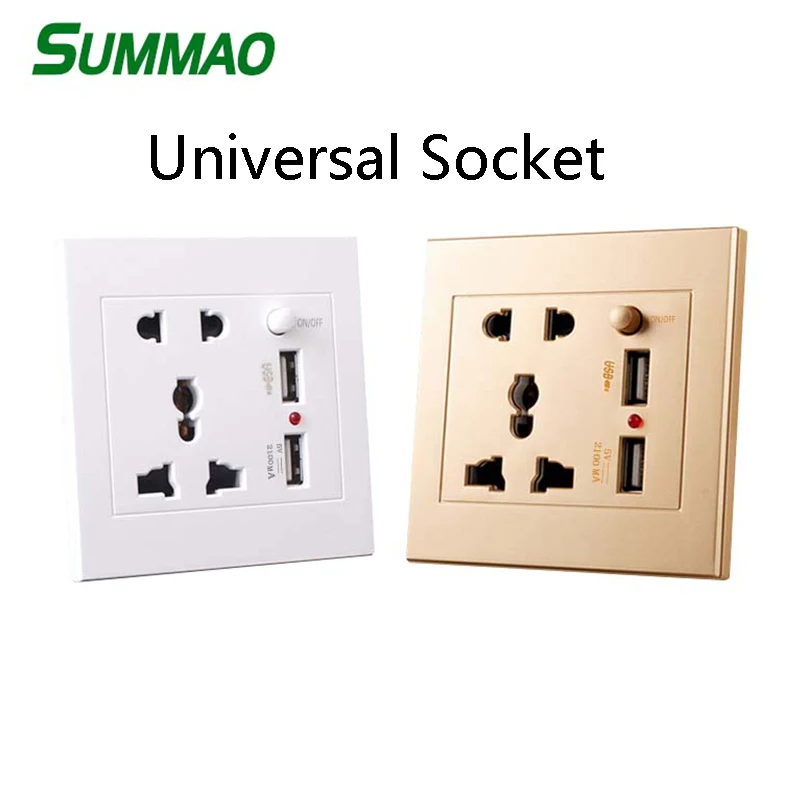 Универсальная настенная розетка SUMMAO AC110 250V 13a многофункциональная для отеля с 2 USB