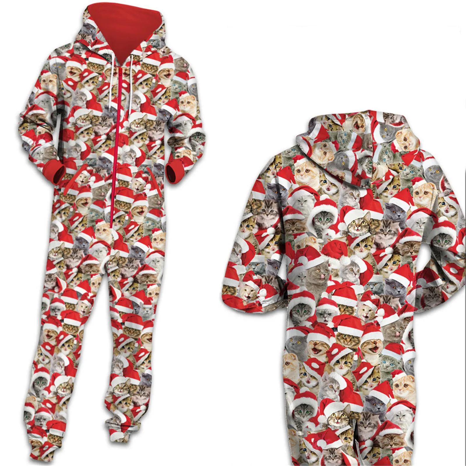 

Unisex Sets Couple Hooded Home Service Sports Sweatsuit Ugly Print Christmas Party Set Male Clothing Women Clothes New 2021