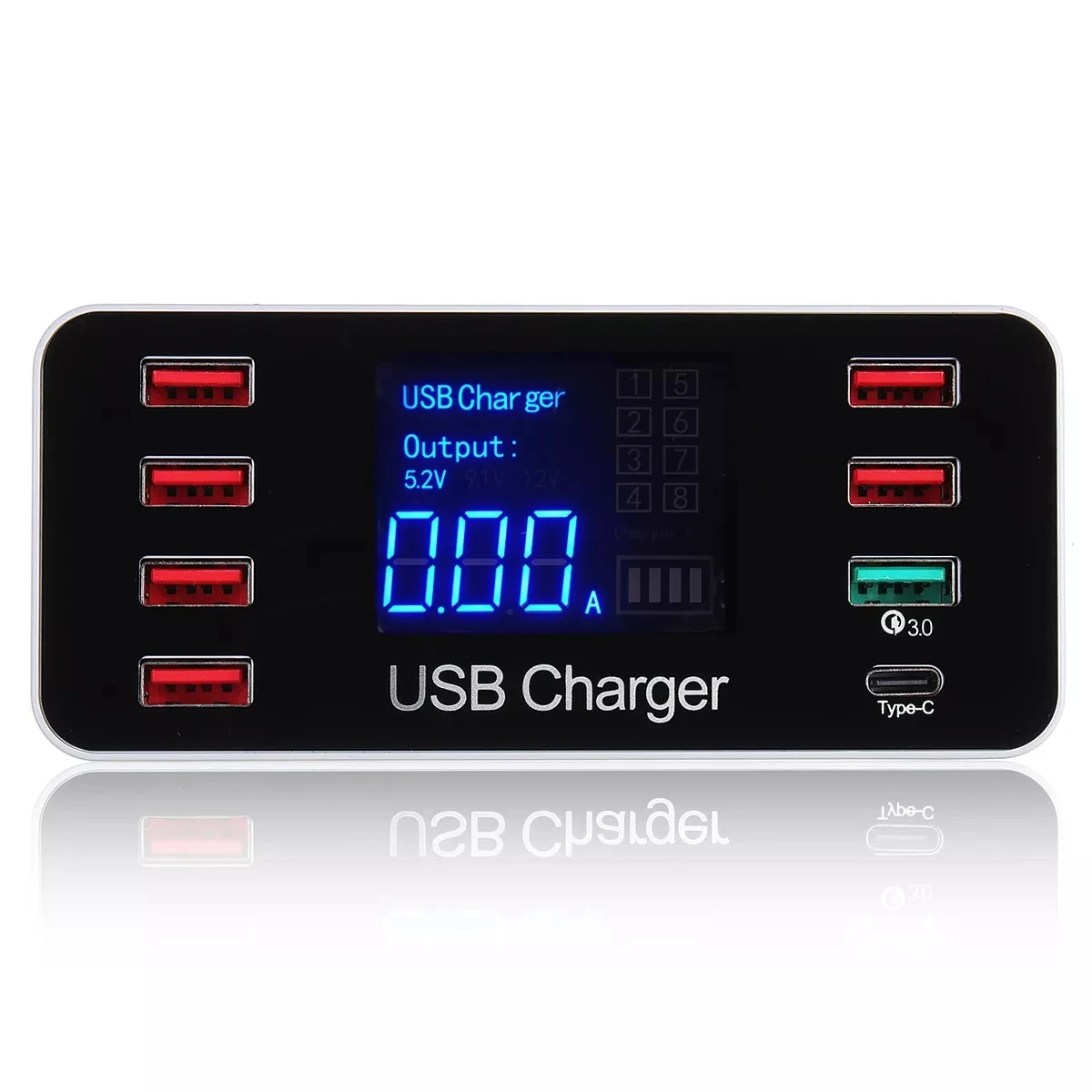 40W 8A US/EU/AU/UK QC Smart USB зарядное устройство настольная быстрая зарядная станция type c ЖК