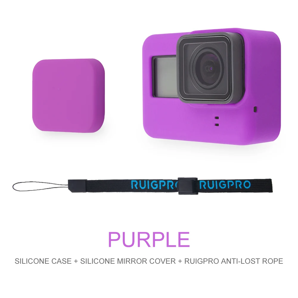 Purple Аксессуары для Go Pro, чехол для экшн-камеры, защитный силиконовый чехол+ Крышка для объектива GoPro Hero 6 7 Black Hero 5, крепление для камеры - Цвет: Purple